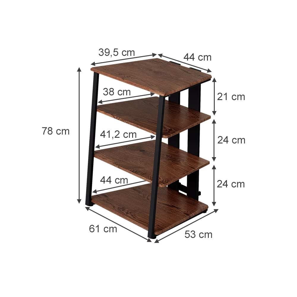 Aufbewahrungsregal in Eiche rustikal/Schwarz auf weißem Hintergrund