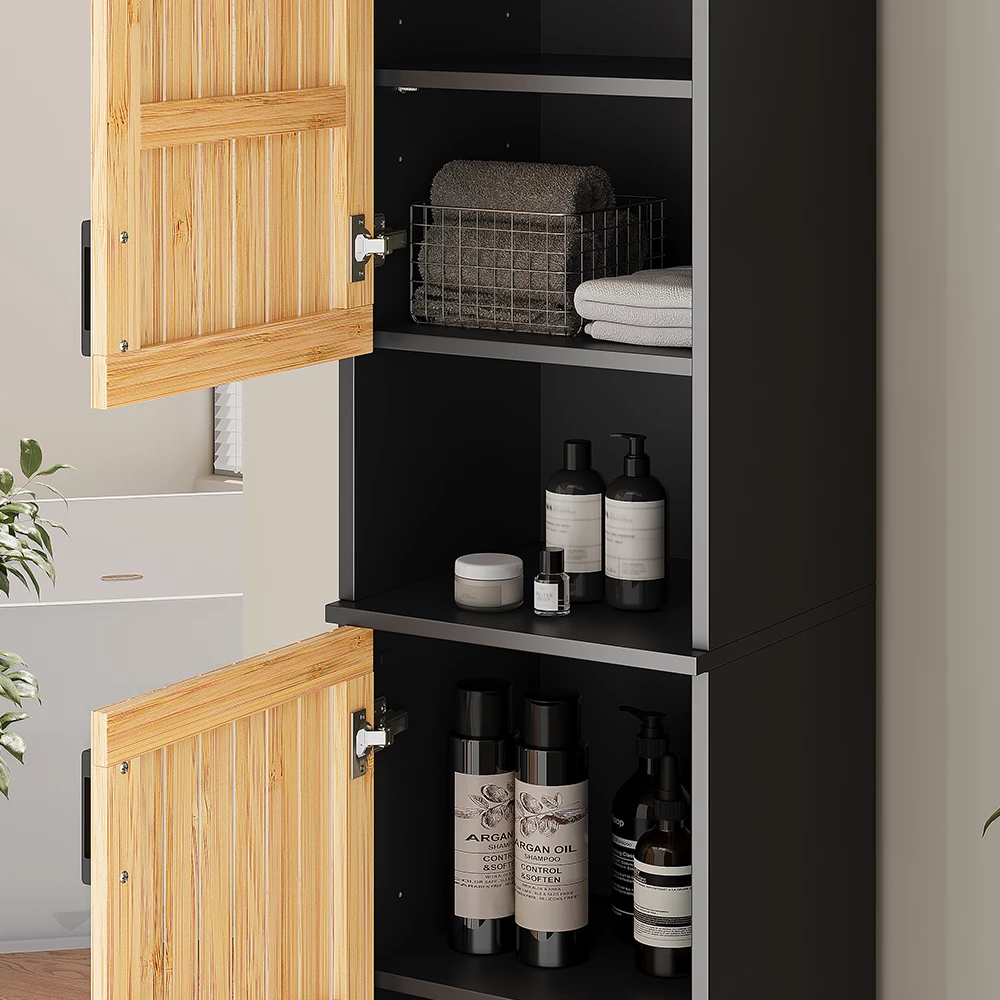 Gros plan de Meubles bain en Bambou, montrant la texture/les détails