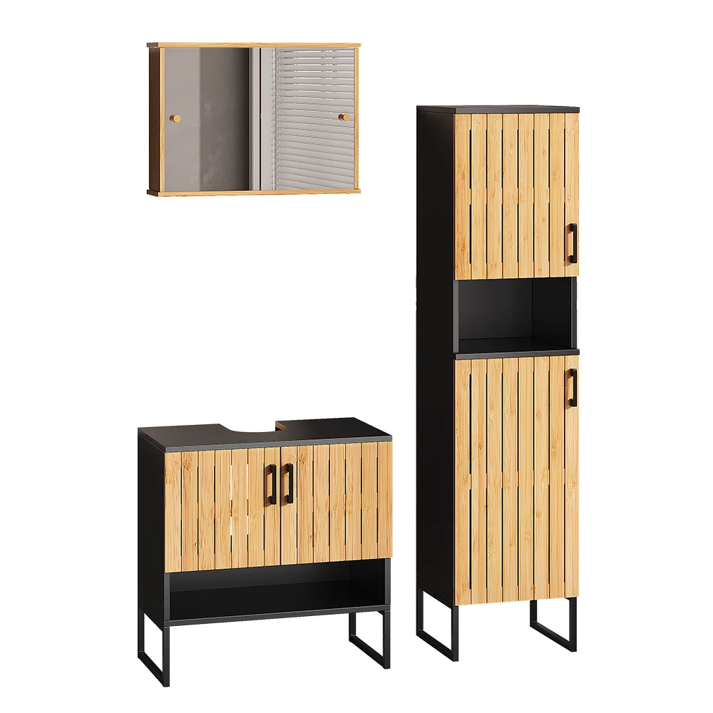 Meubles bain en Bambou sur fond blanc