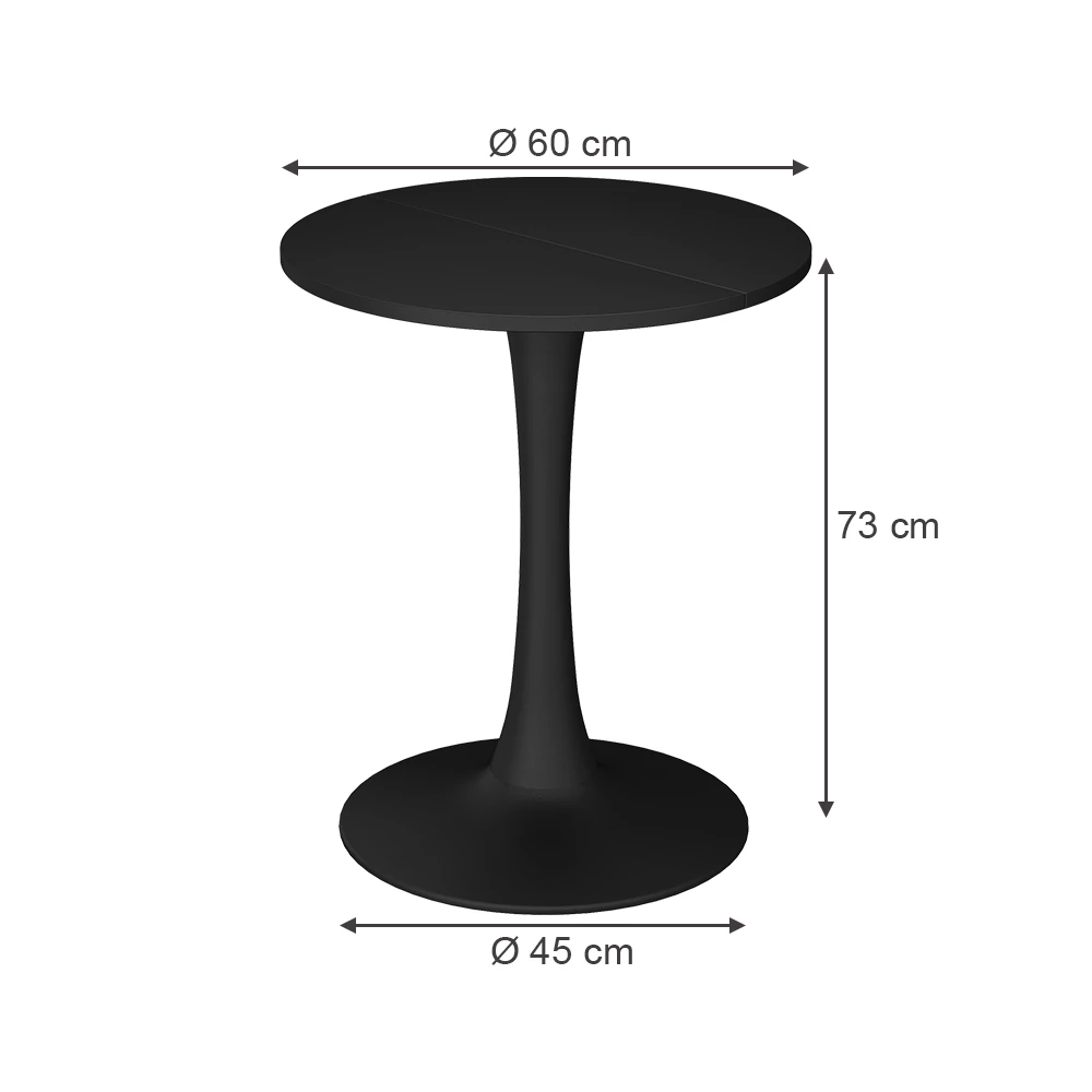 Mesa de comedor en Negro sobre fondo blanco