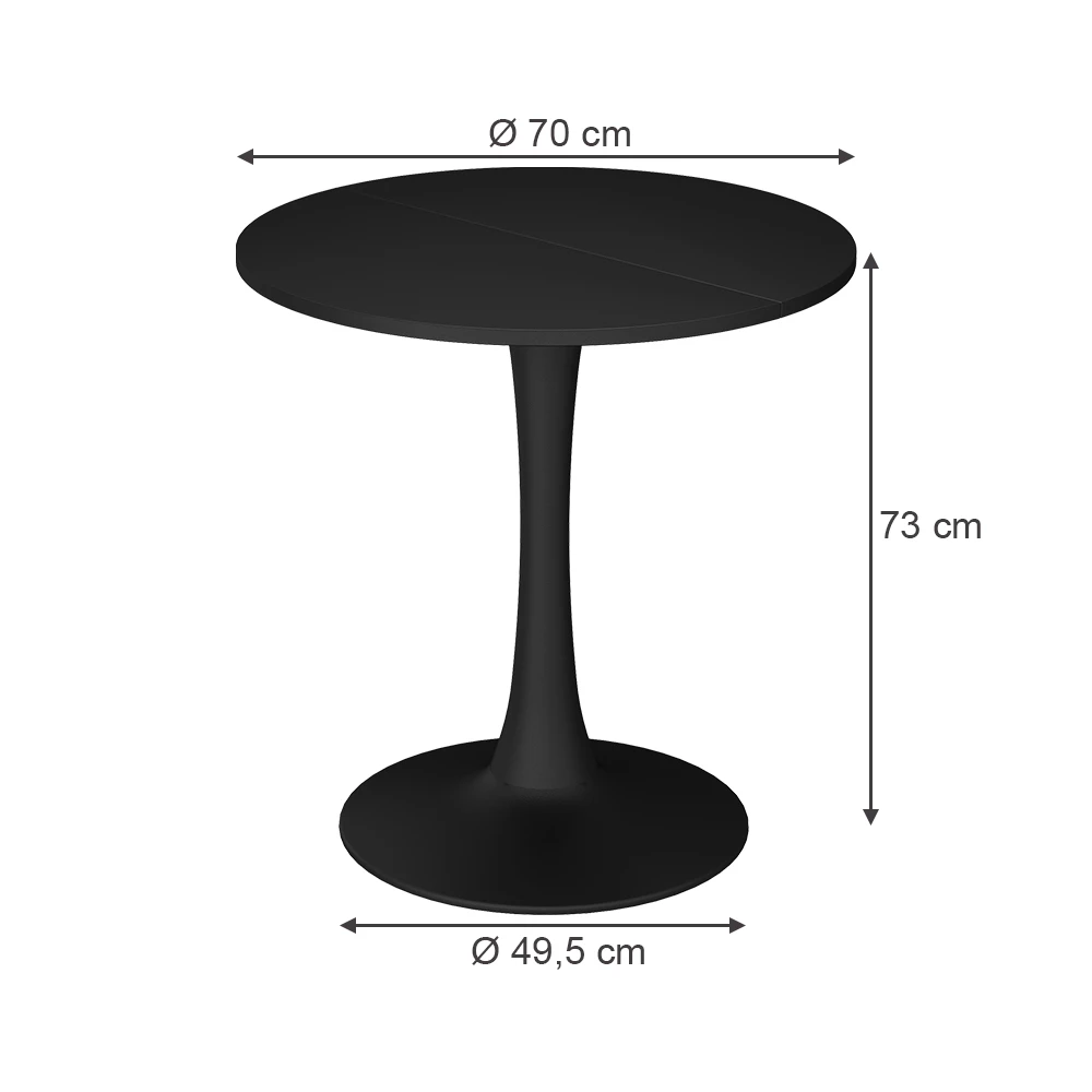 Mesa de comedor en Negro sobre fondo blanco