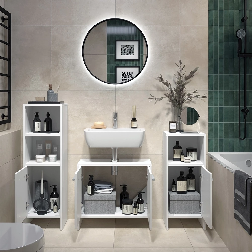 Set di mobili da bagno Karli Bianco 3 pezzi Vicco