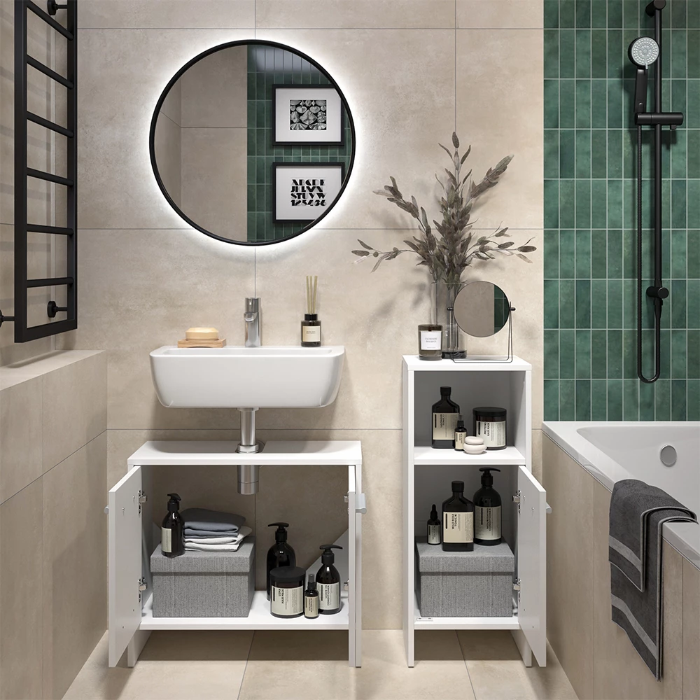 Badezimmermöbel-Set Karli Weiß 2 Teile Vicco