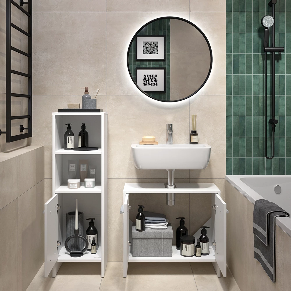 Badezimmermöbel-Set Karli Weiß 2 Teile Vicco