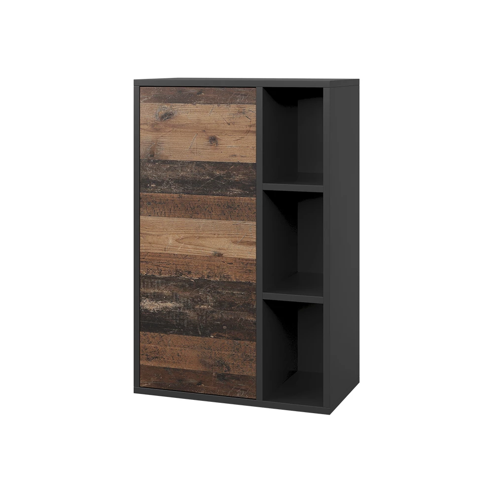 Hängeschrank in Schwarz/Oldstyle auf weißem Hintergrund