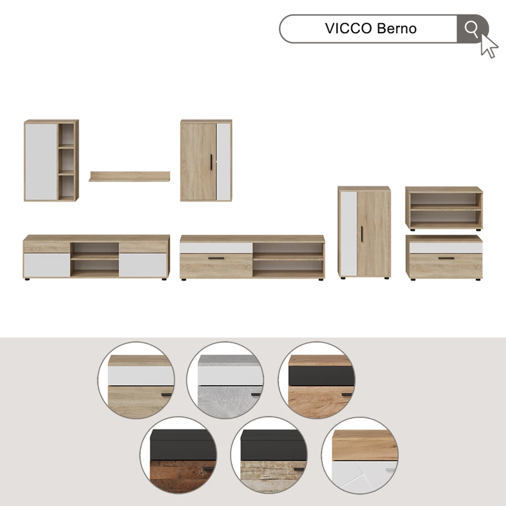 Hängeschrank Berno Schwarz/Oldstyle 50.1 x 78.4 cm mit 3 offenen Fächern Vicco