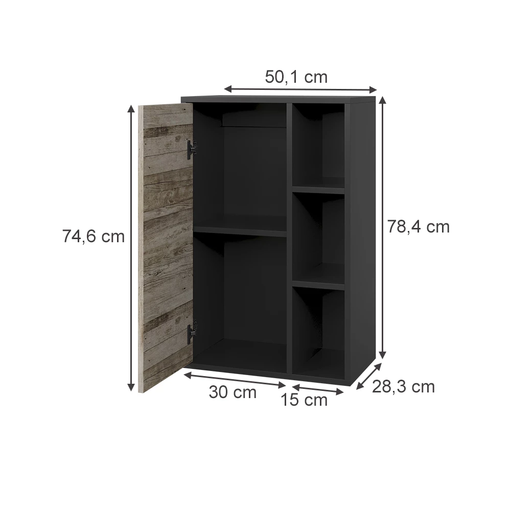 Wandrek in Eik zwart/zand op een witte achtergrond