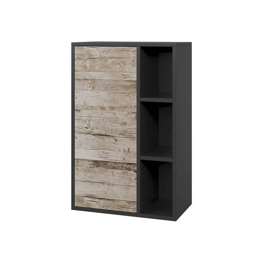 Estante de pared en Roble negro/arena sobre fondo blanco