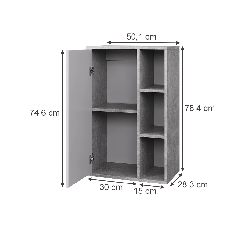 Wandrek in Beton/Wit op een witte achtergrond