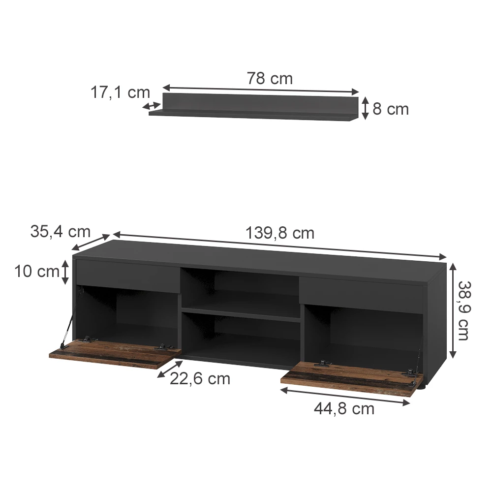 Woonwand in Zwart/Aldstyle op een witte achtergrond