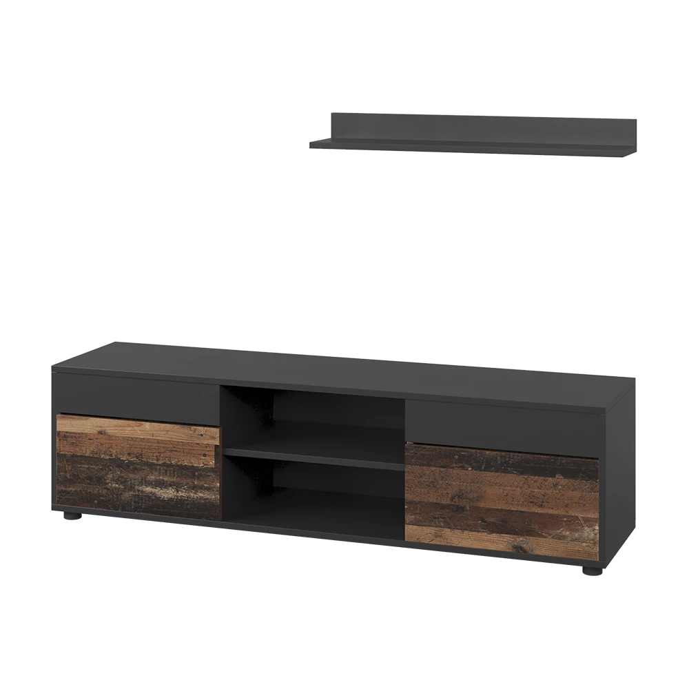 Dnevna stena v Črna/stari slog na belem ozadju