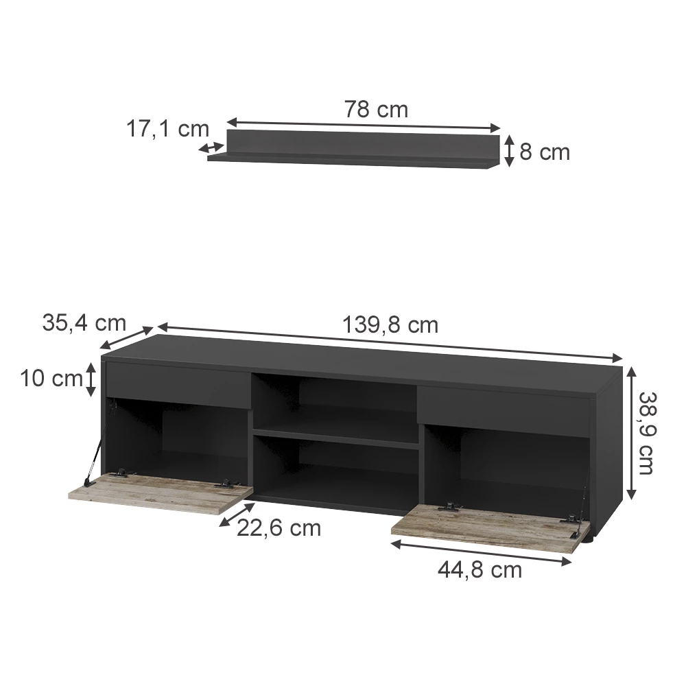 Living wall in Black/sand oak on white background