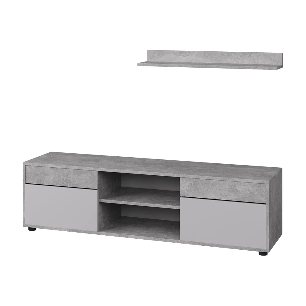 Dnevna stena v Beton/bela na belem ozadju