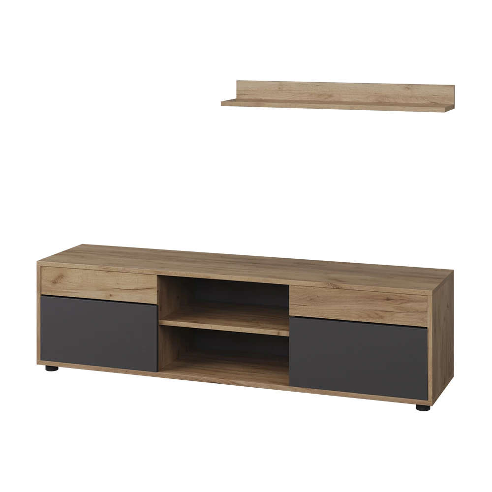 Dnevna stena v Zlata moč hrast/antracit na belem ozadju