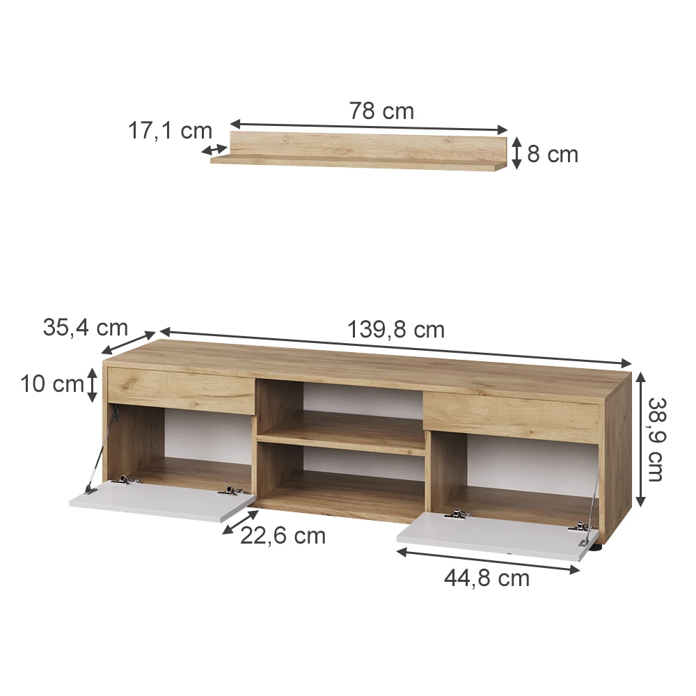 Living wall in Gold power oak / white on white background