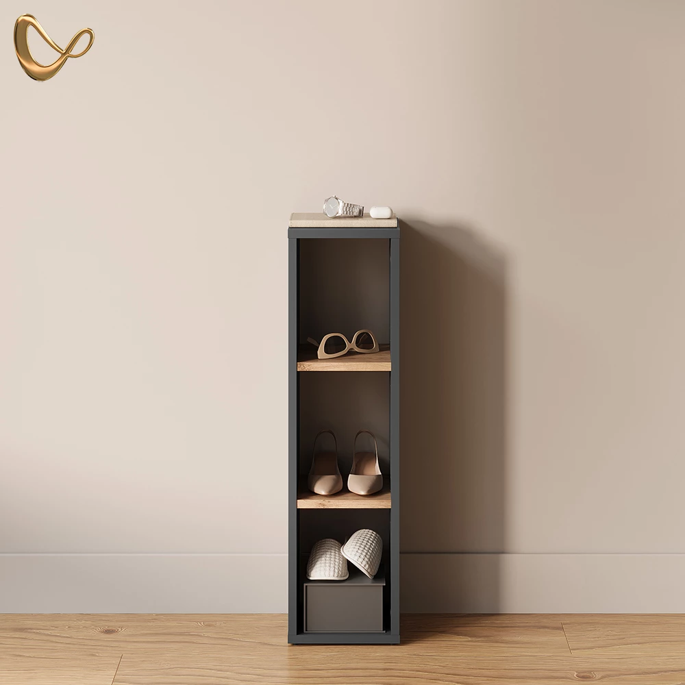 Aufbewahrungsregal Ortello Anthrazit/Goldkraft Eiche 21.6 x 80.1 cm livinity®