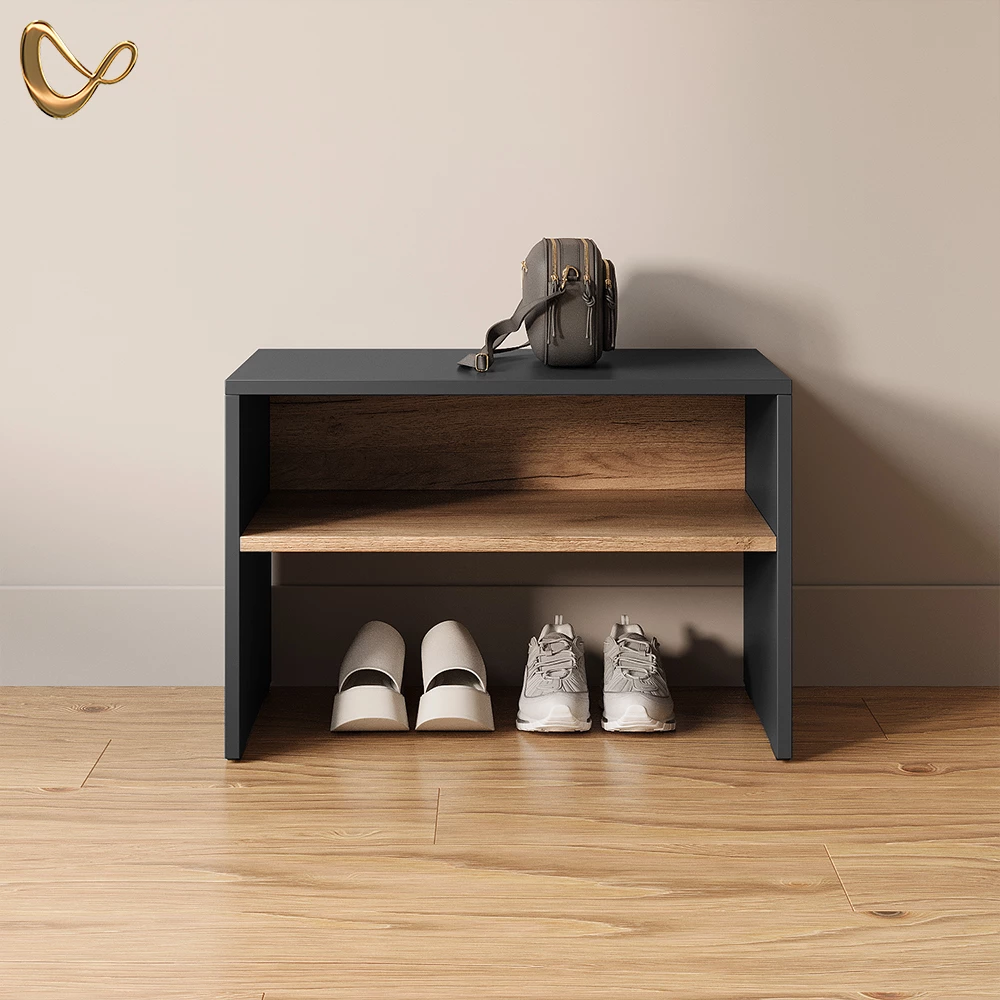 Schuhbank Ortello Anthrazit/Goldkraft Eiche 60 x 60 cm livinity®