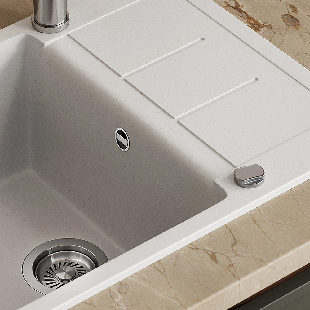 Close-up of Lavello in Bianco, showing texture/details