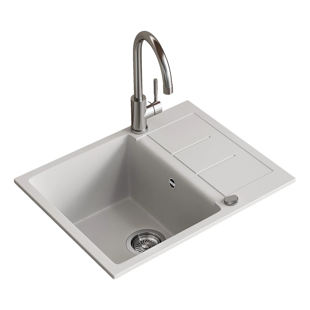 Lavello in Bianco on white background with decorative elements