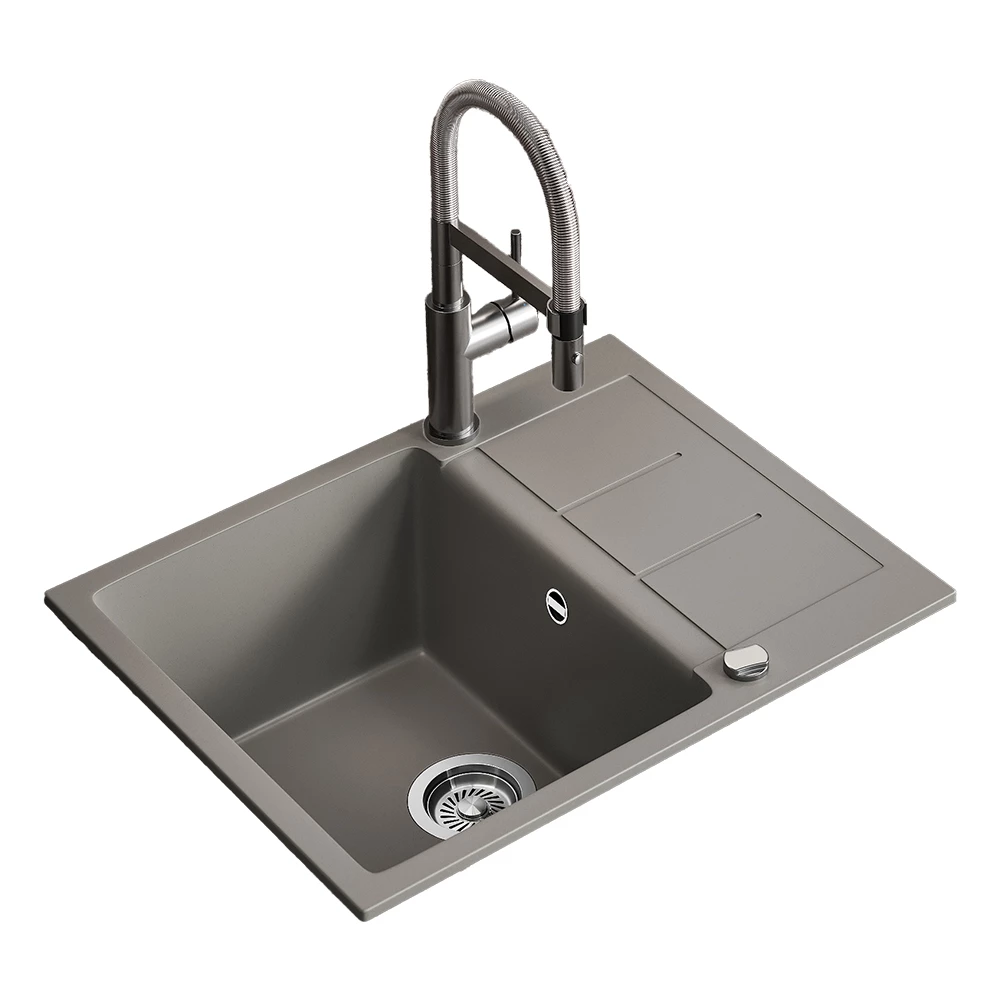 Spoelbak in Beton on white background with decorative elements