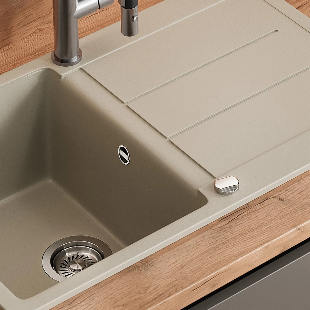 Close-up of Spoelbak in Beige, showing texture/details