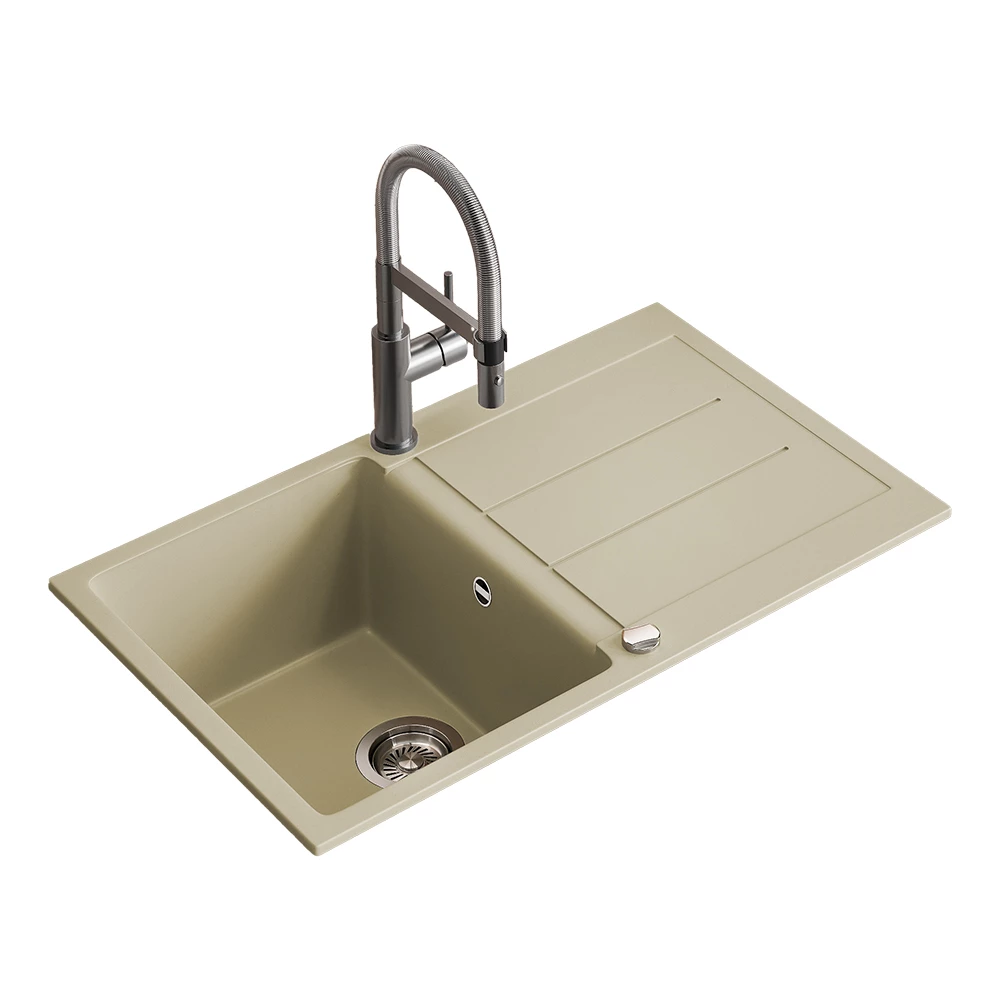 Spoelbak in Beige on white background with decorative elements