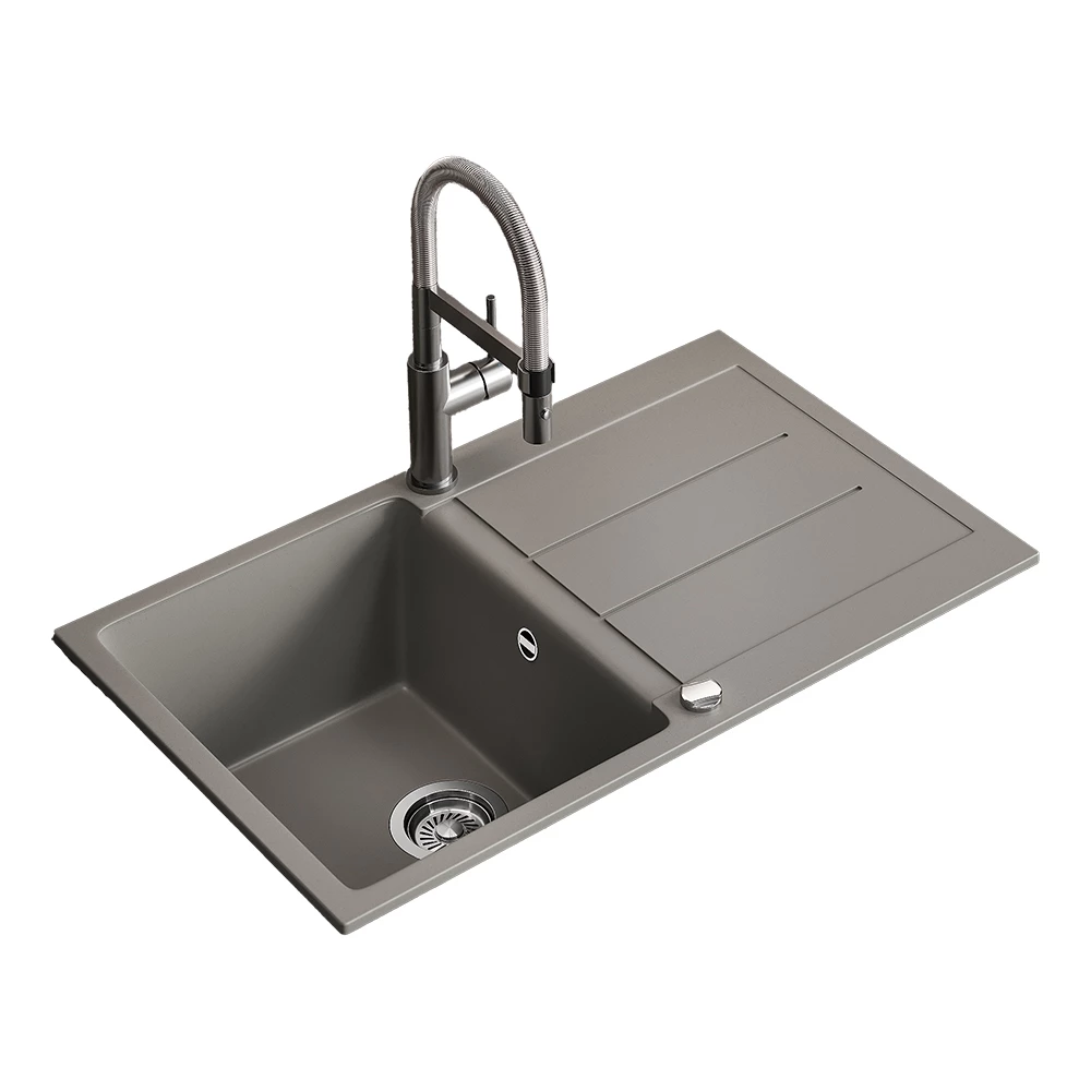 Lavello in Calcestruzzo on white background with decorative elements