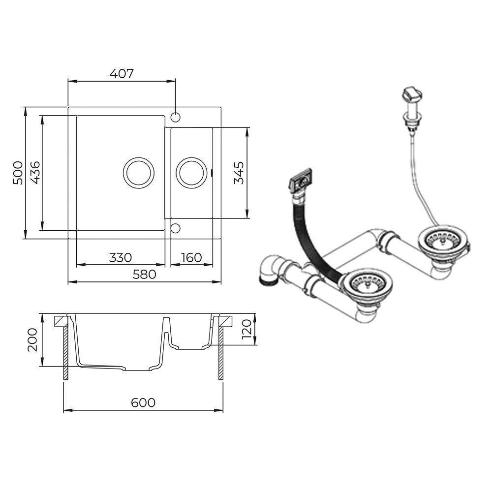 Spülbecken in Weiß auf weißem Hintergrund