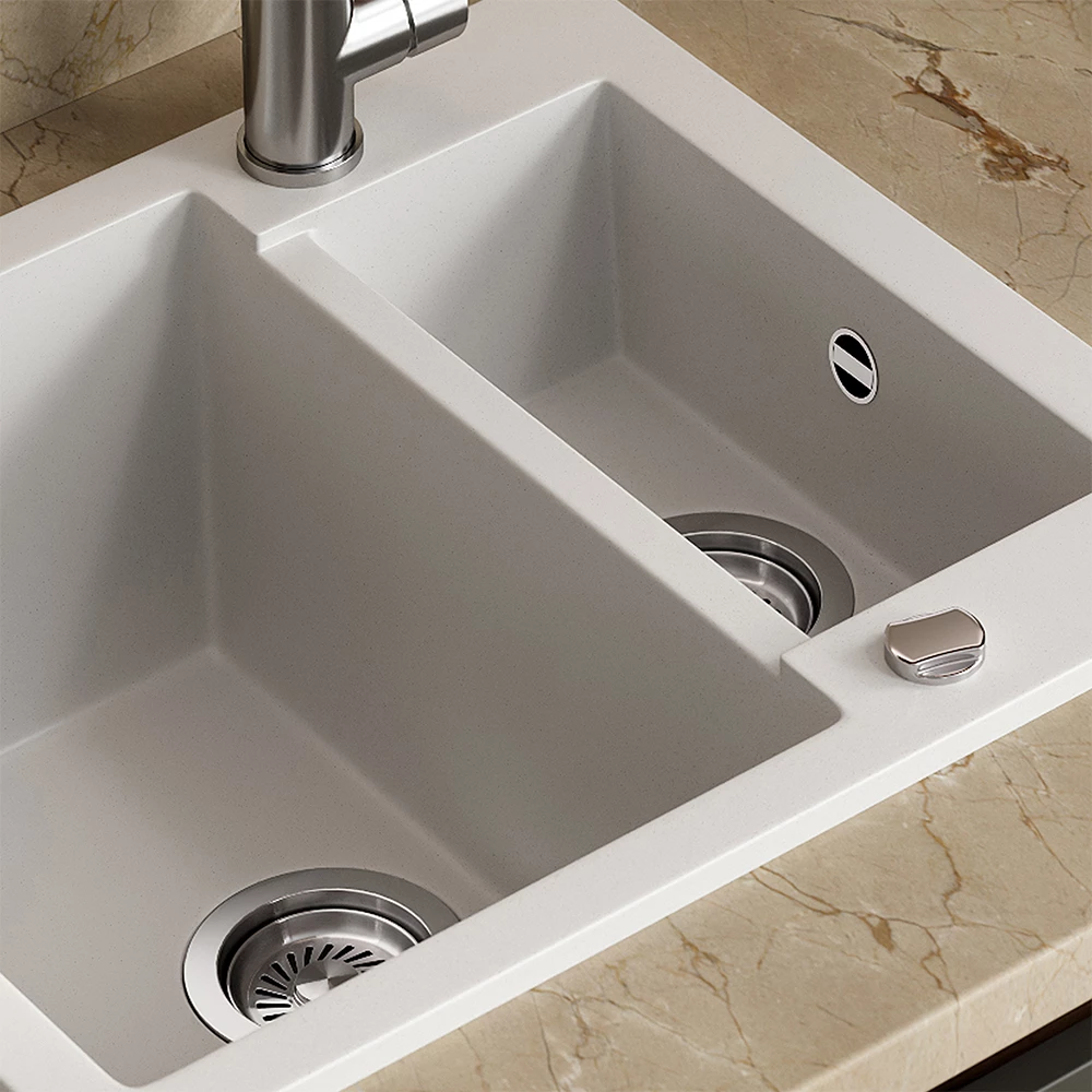 Close-up of Lavello in Bianco, showing texture/details