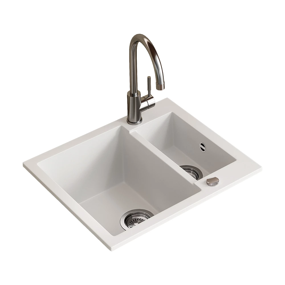 Lavello in Bianco on white background with decorative elements
