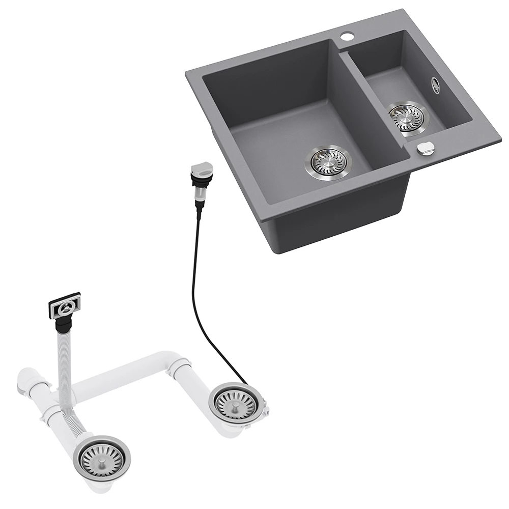 Gros plan de Evier en Gris, montrant le design et les détails de surface