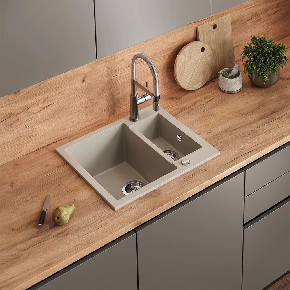 Lavello Prag Beige 58 x 50 cm con 2 lavelli Bergström