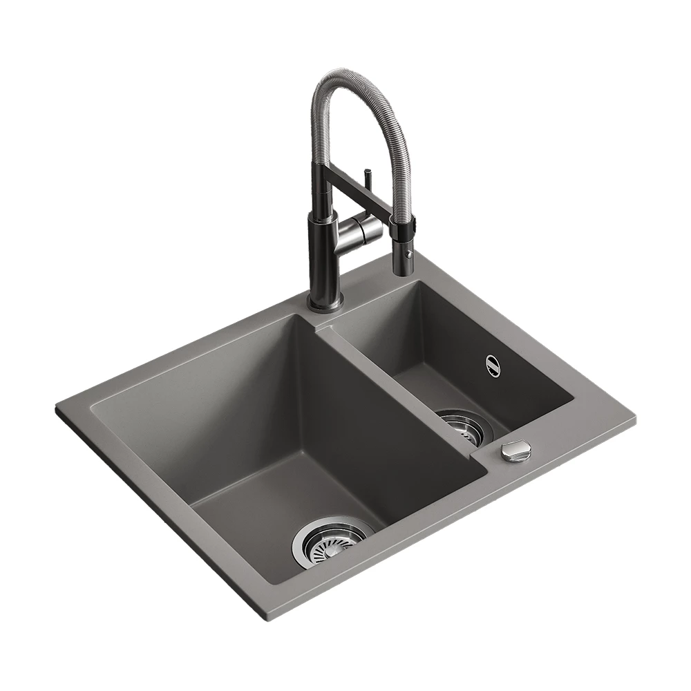 Lavello in Calcestruzzo on white background with decorative elements