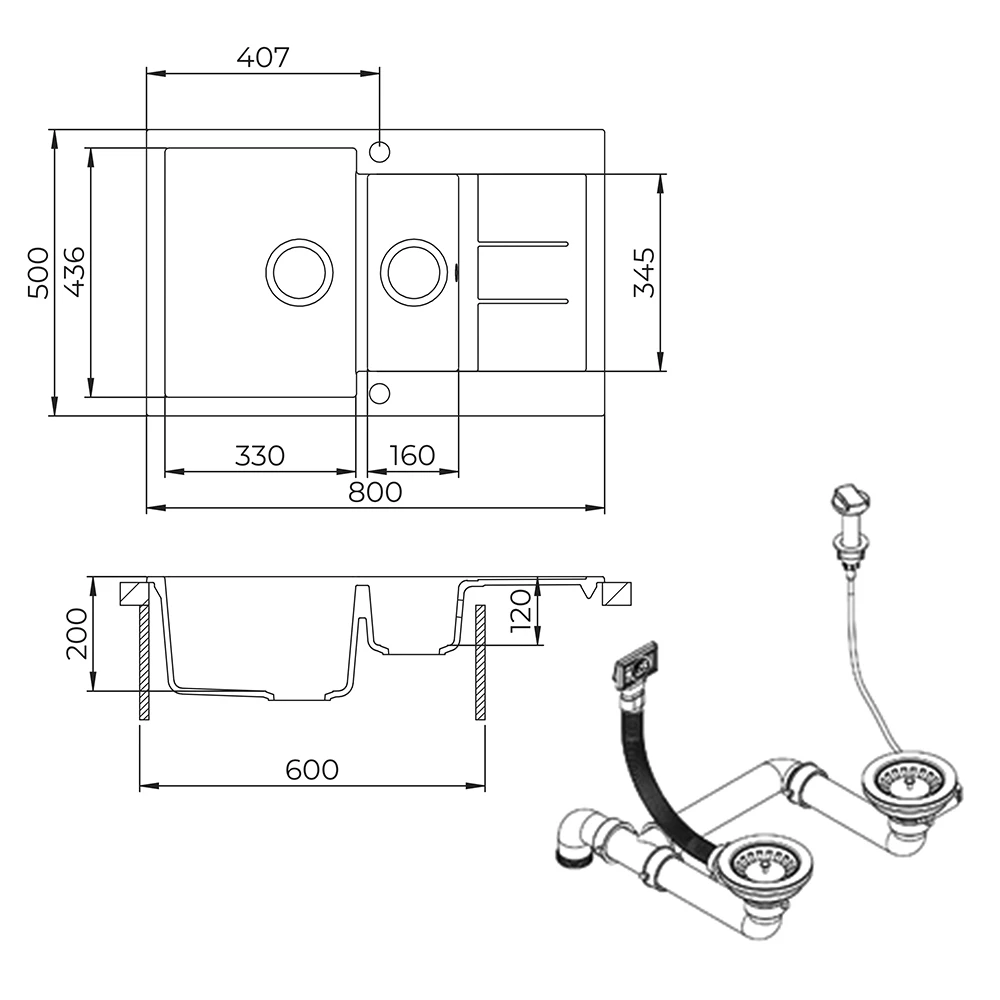 Spülbecken in Weiß auf weißem Hintergrund