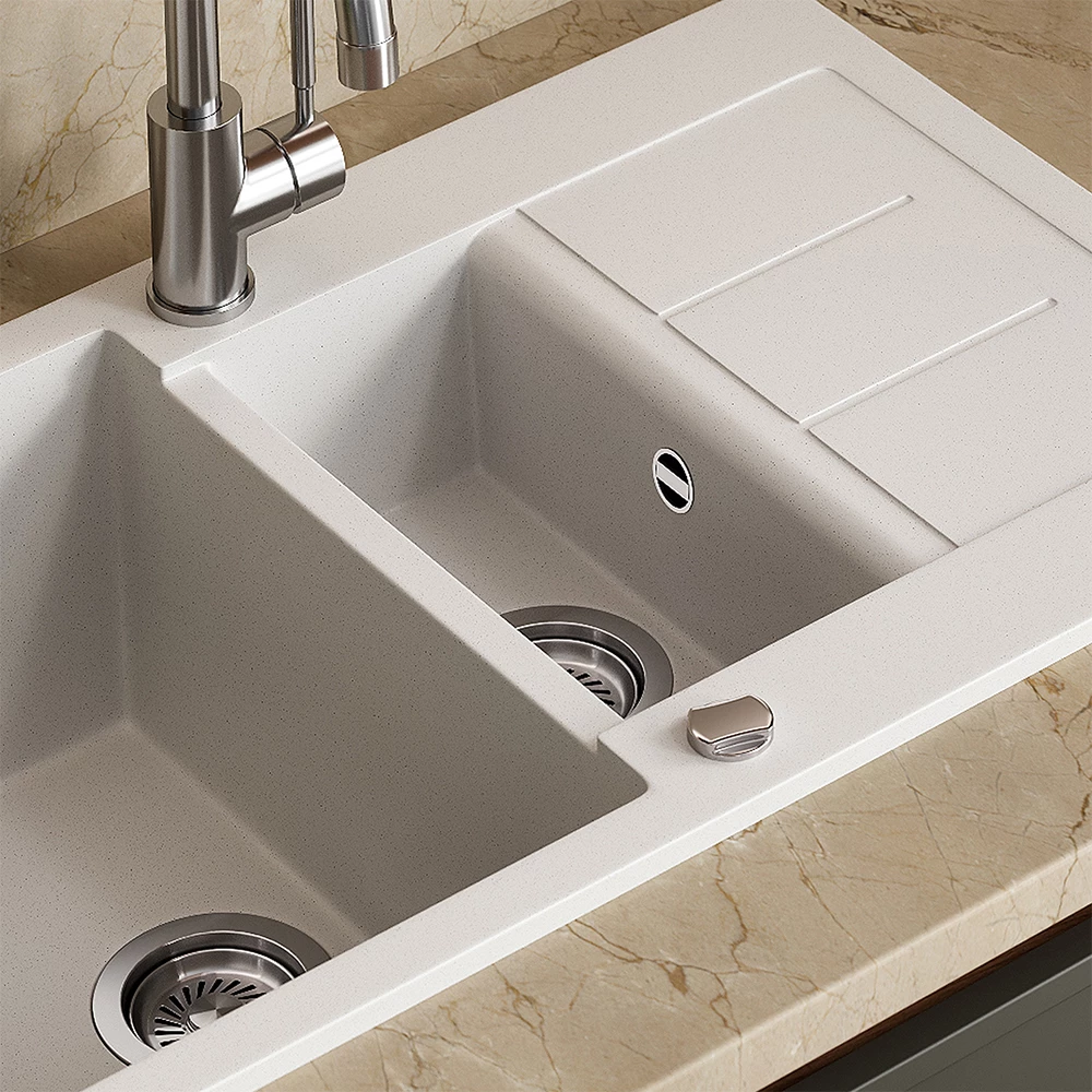 Close-up of Lavello in Bianco, showing texture/details
