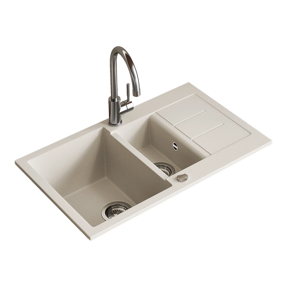 Lavello in Bianco on white background with decorative elements