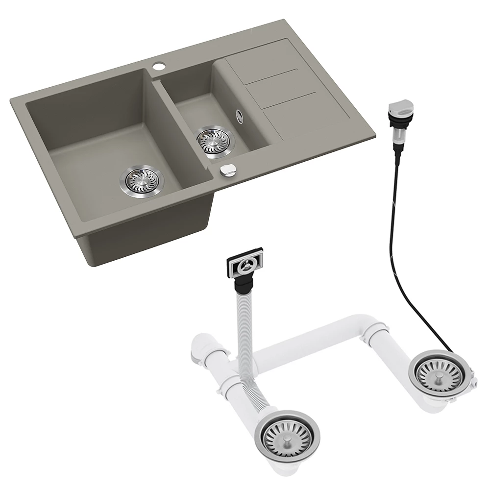 Nahaufnahme von Spülbecken in Beton, zeigt Design- und Oberflächendetails