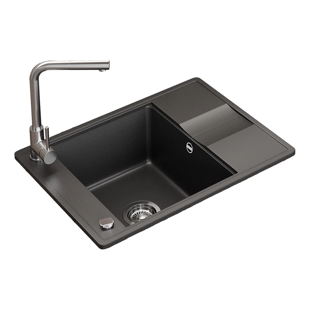 Lavello in Nero on white background with decorative elements