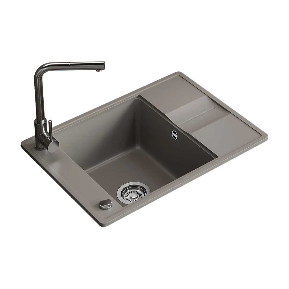 Lavello in Calcestruzzo on white background with decorative elements
