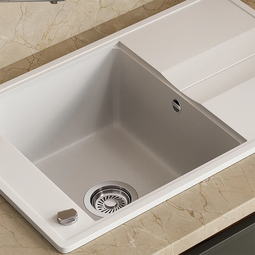 Close-up of Lavello in Bianco, showing texture/details