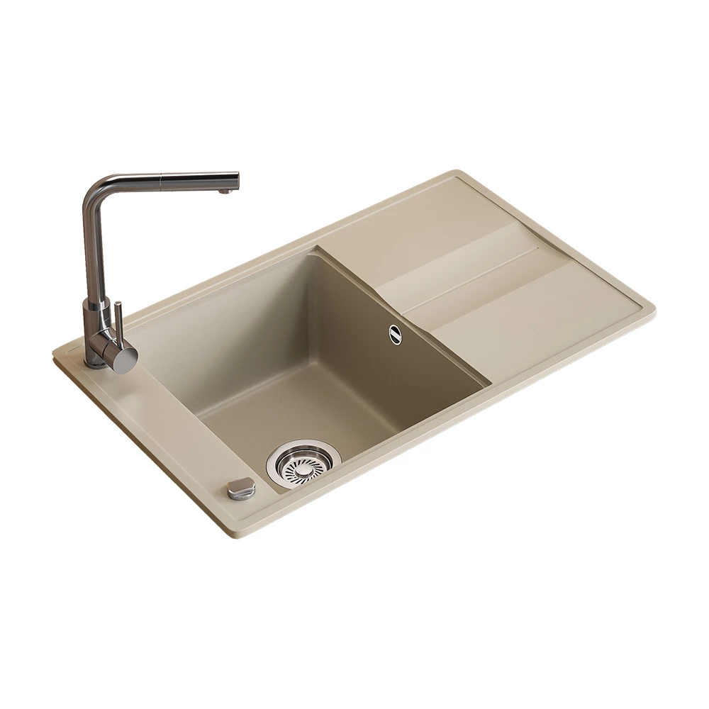 Spoelbak in Beige on white background with decorative elements