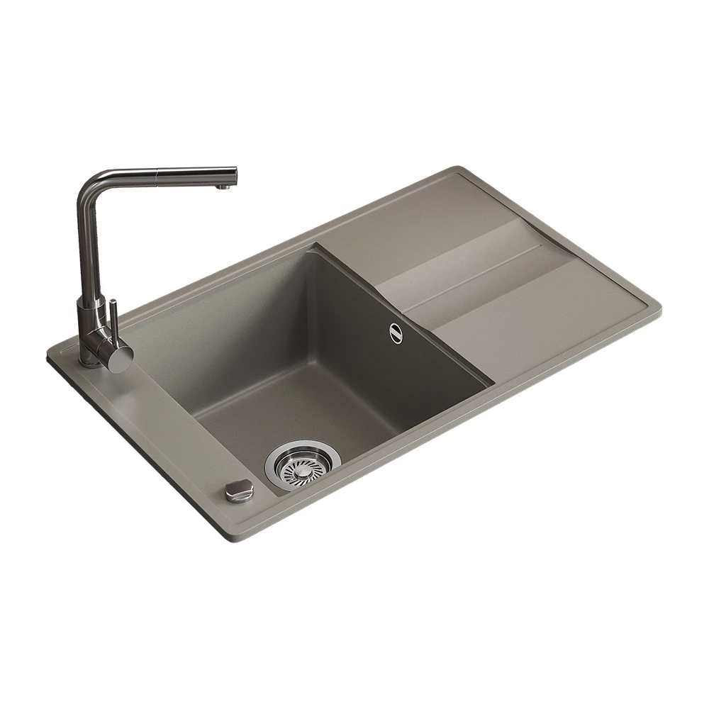Lavello in Calcestruzzo on white background with decorative elements