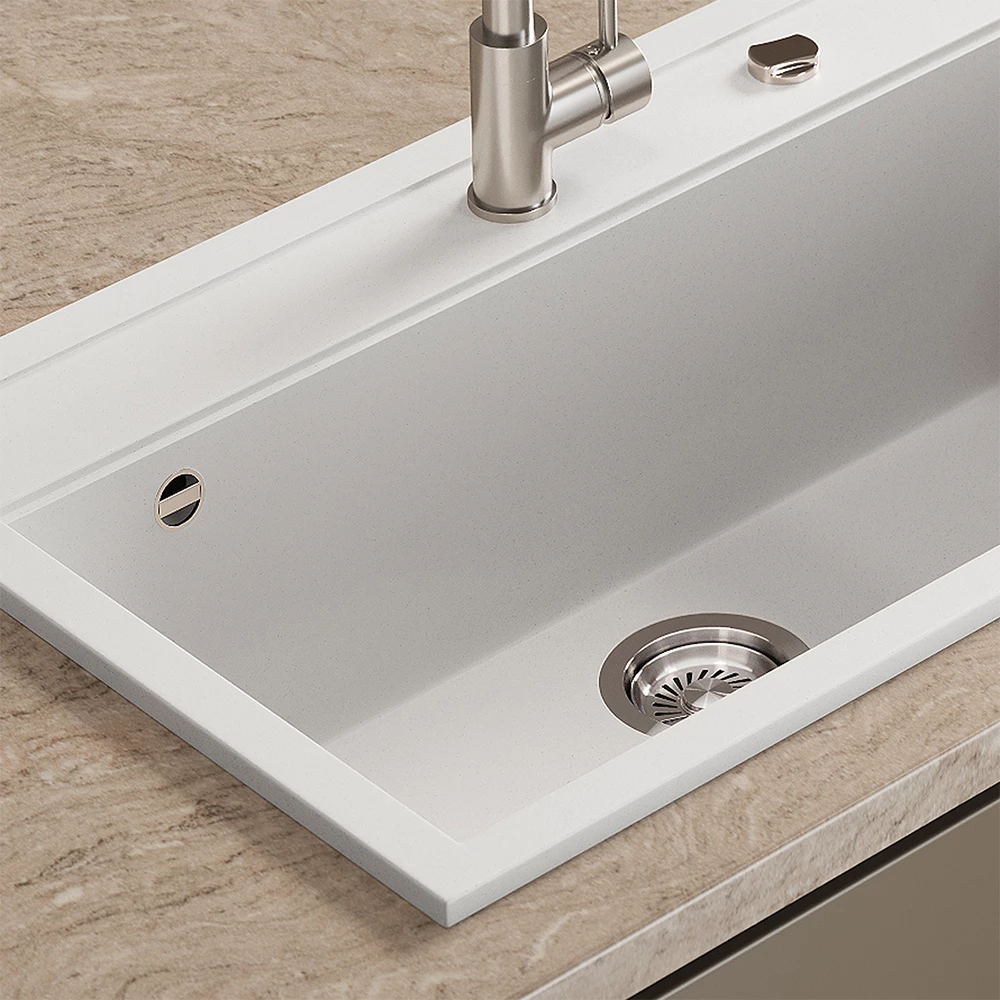 Close-up of Lavello in Bianco, showing texture/details