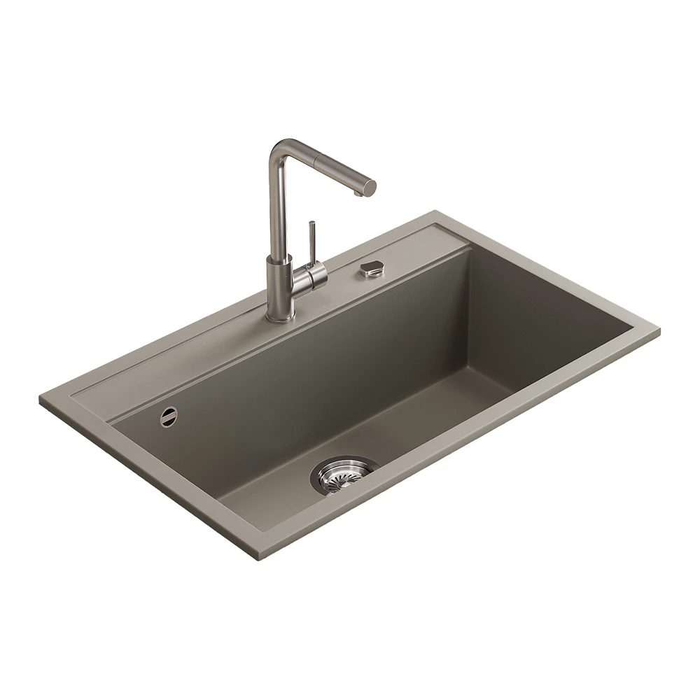 Lavello in Calcestruzzo on white background with decorative elements