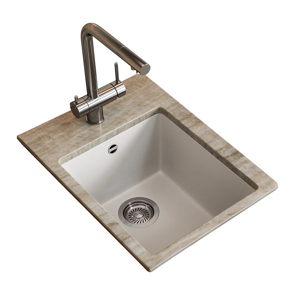 Lavello in Bianco on white background with decorative elements