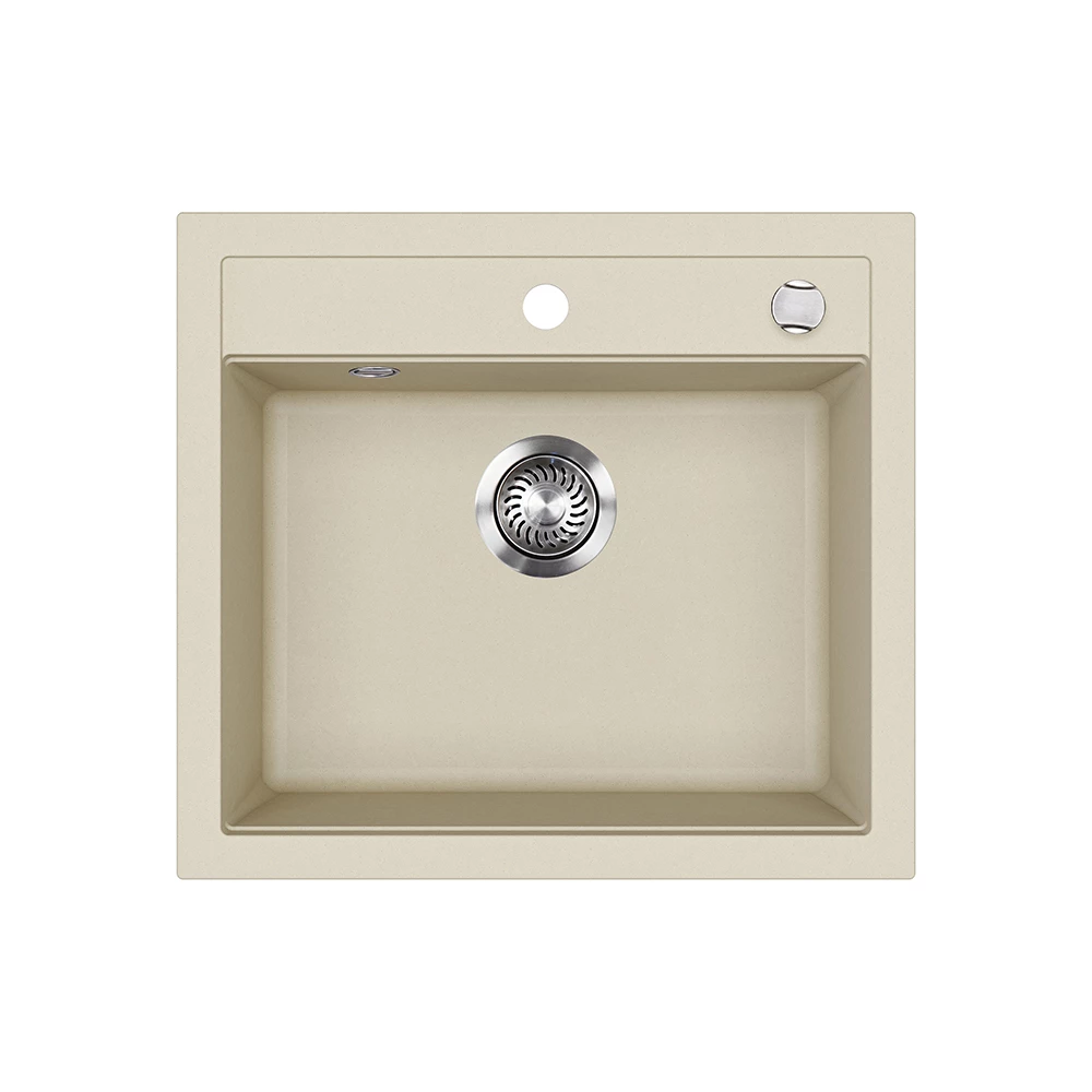 Spülbecken in Beige auf weißem Hintergrund