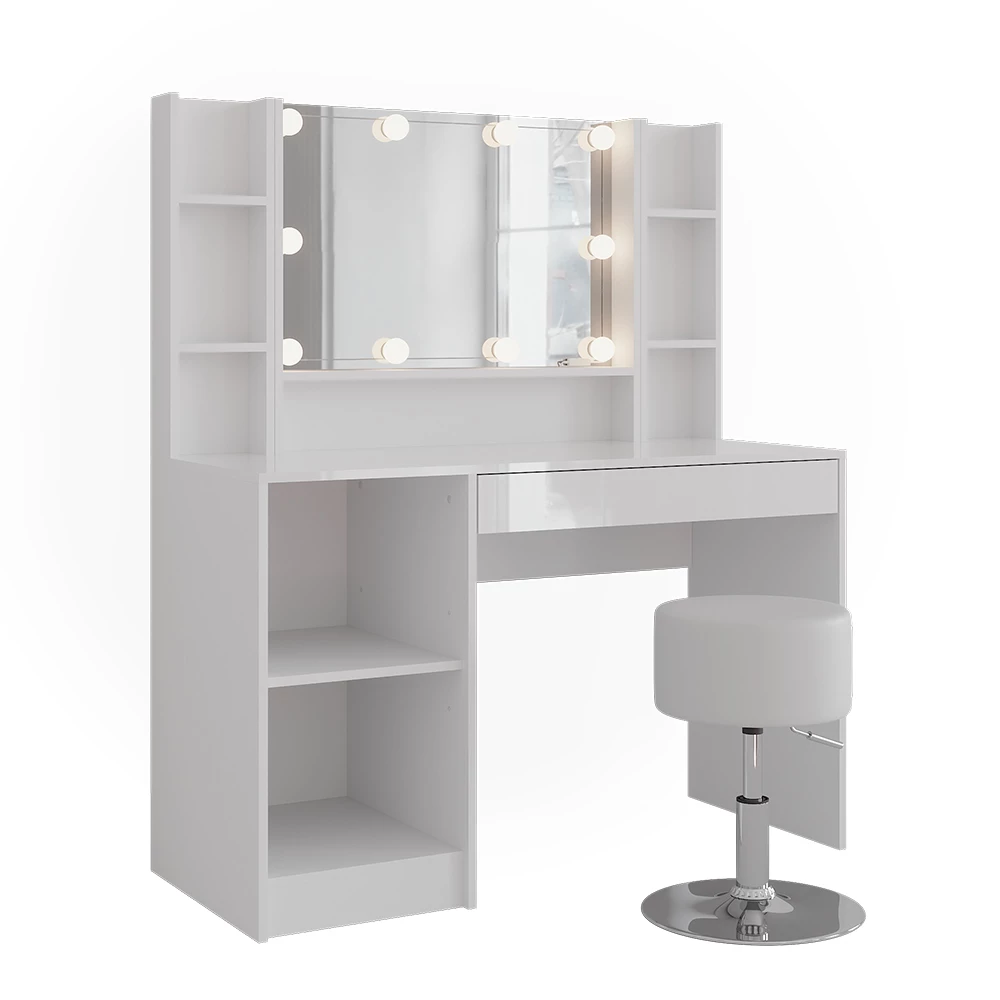 Vanity table in White/white high gloss on white background