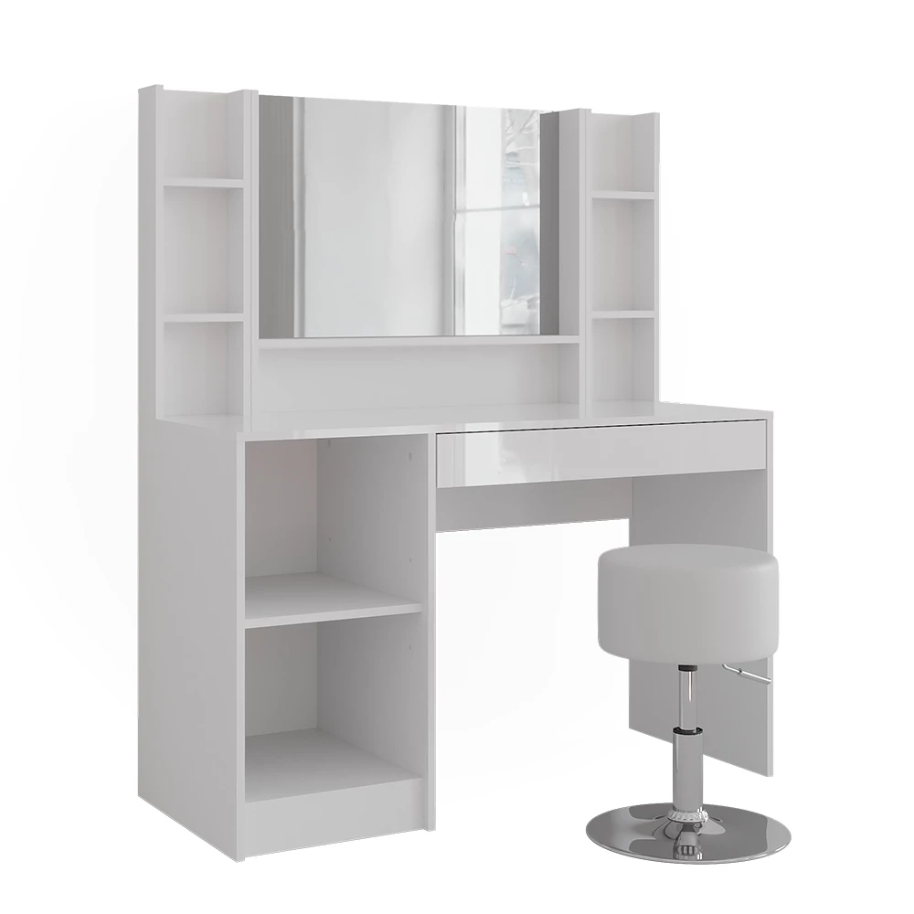 Stół toaletowy w kolorze Biały/biały wysoki połysk na białym tle