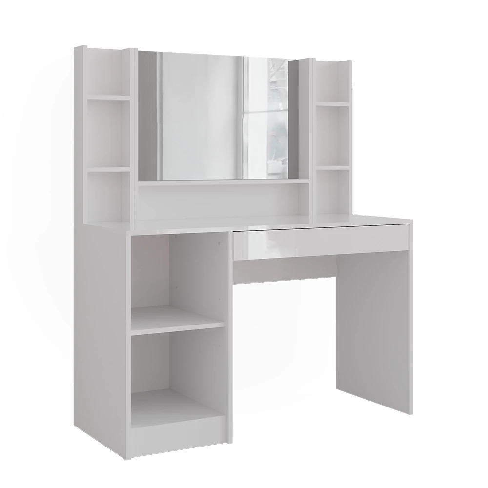 Vanity table in White/white high gloss on white background
