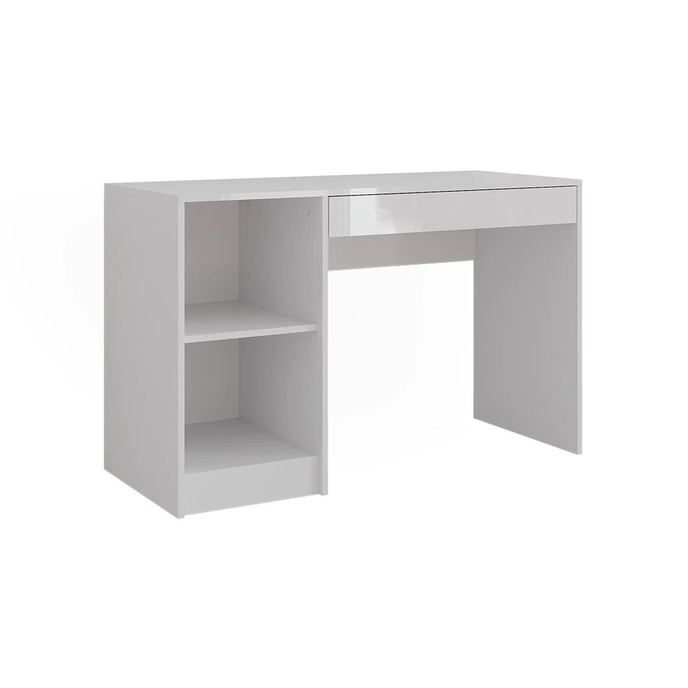 Schminktisch in Weiß/Weiß Hochglanz auf weißem Hintergrund